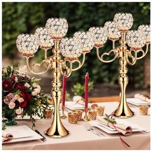 Luxurious Gold Crystal Candle Holder